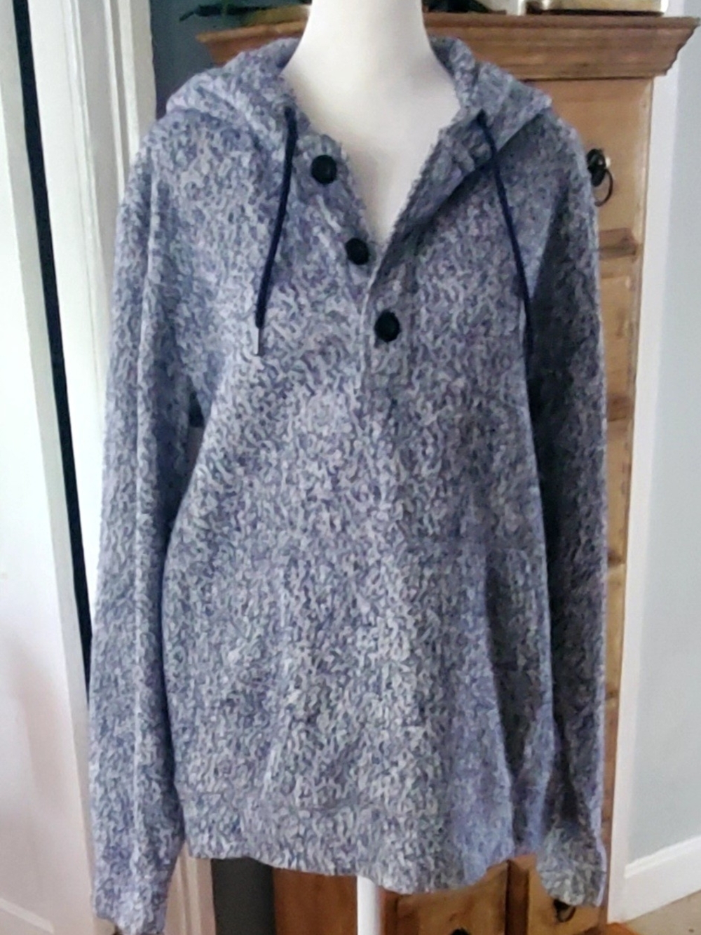L.L. Bean Heathered Blue Cotton Hooded Sweater